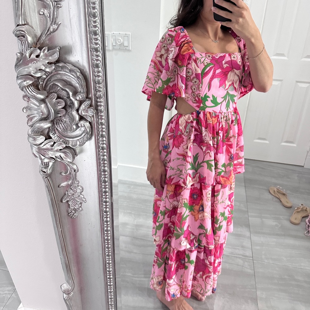 Pink Floral Maxi Dress